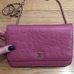 Authentic Chanel Camellia wallet on chain